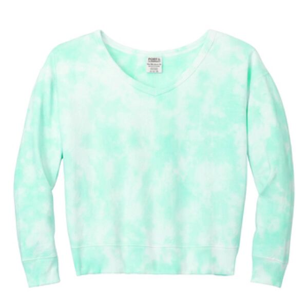 Ladies Beach Wash ® Cloud Tie Dye V Neck Sweatshirt Thumbnail