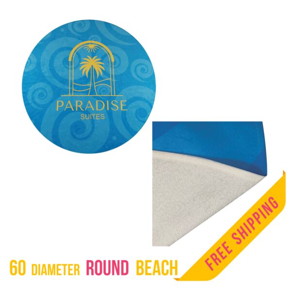 ROUND SUBLI-PLUSH VELOUR BEACH TOWEL 60” DIAMETER Thumbnail