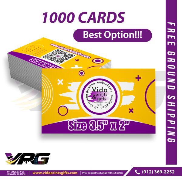 1000 Business Cards, 3.5"x2", Full Color, 2 Sided, 14pt Thumbnail