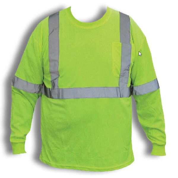 Forester Hi-Vis Class 2 Long Sleeve T-Shirt - Safety Green Thumbnail